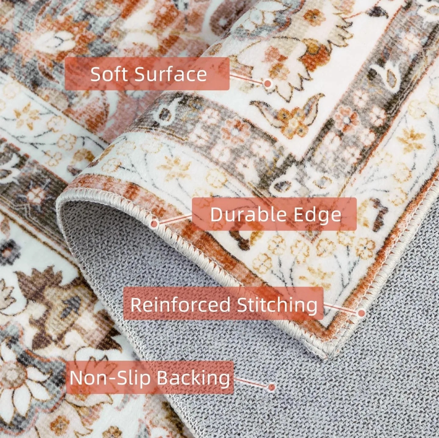 Brand New 3x8ft Brock Red Soft Runner Rug image indicator(5)