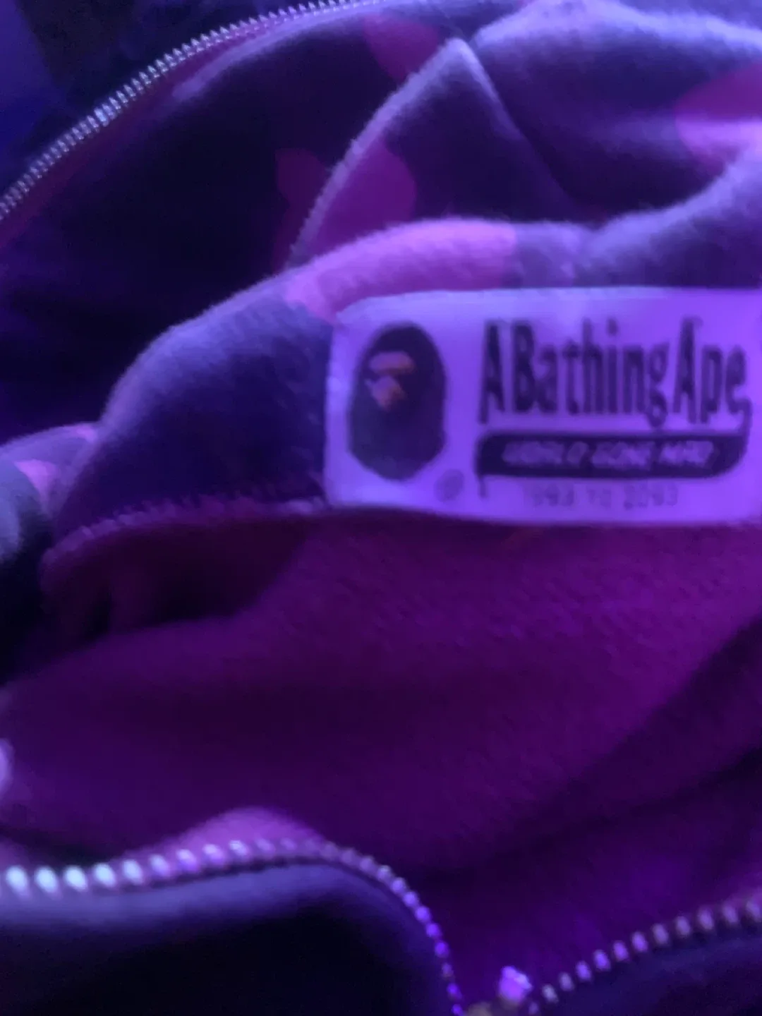 A Bathing Ape Purple Camo Shark Hoodie image indicator(4)