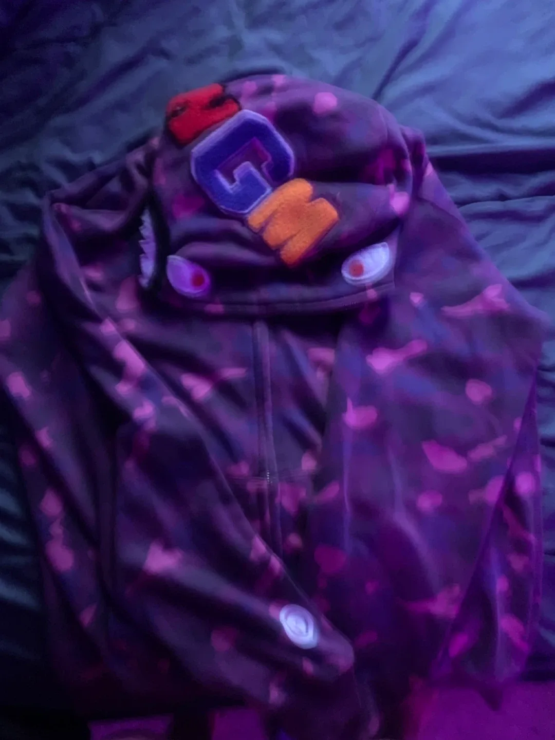 A Bathing Ape Purple Camo Shark Hoodie image indicator(2)