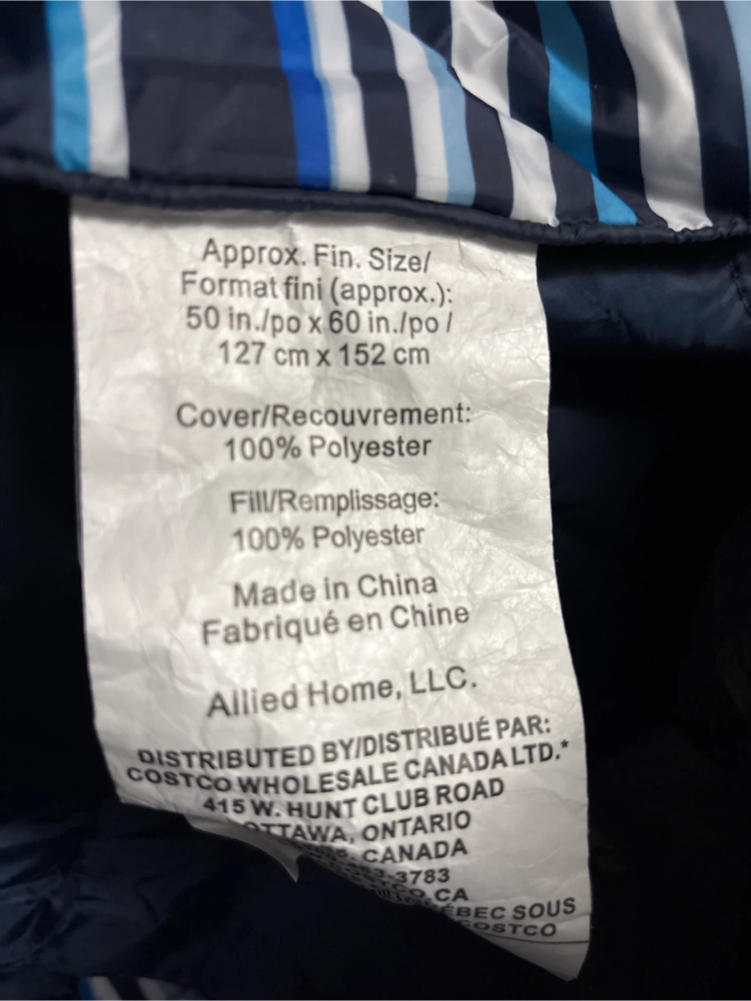 NWOT Allied Home Navy Blue Blanket - 50x60 in - photo 2