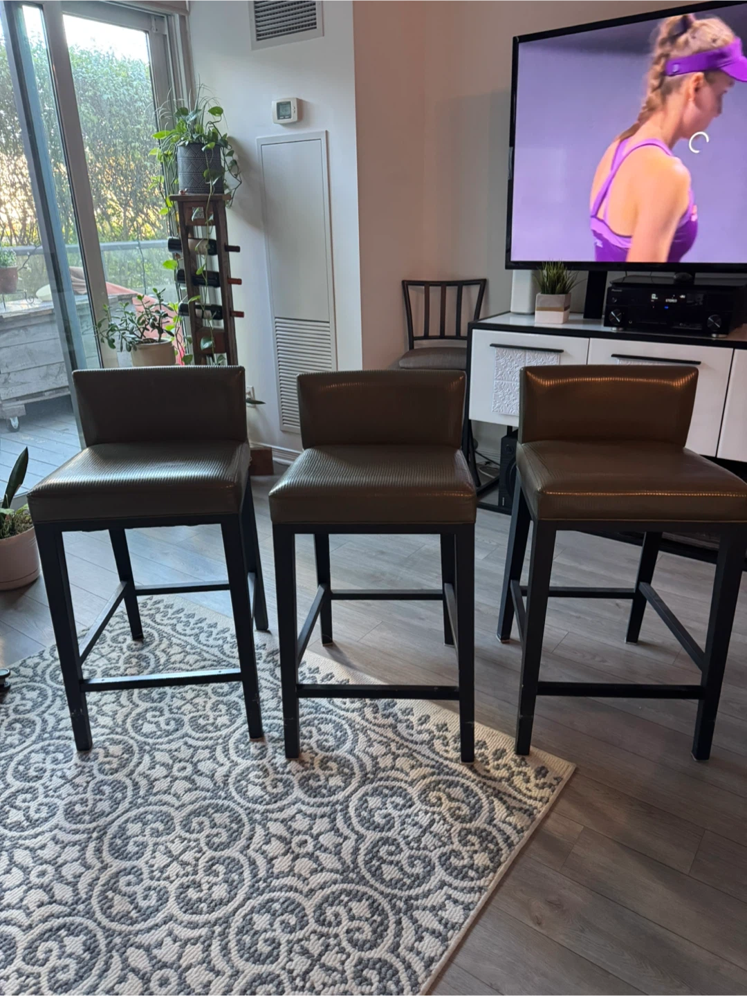 Set of 3 Brown & Black Bar Stools - photo 3