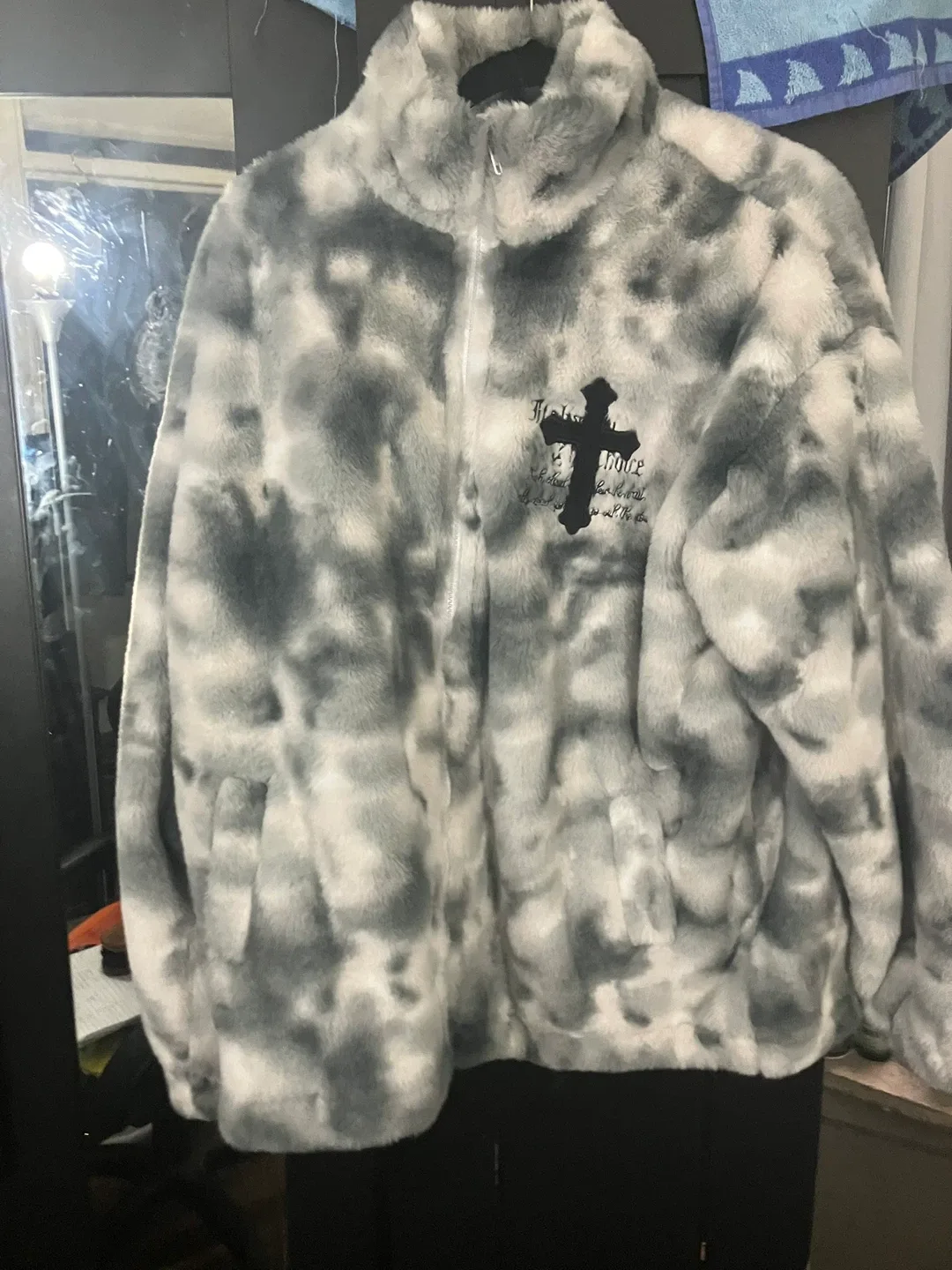 Faux Fur Jacket with Cross Design image indicator(9)