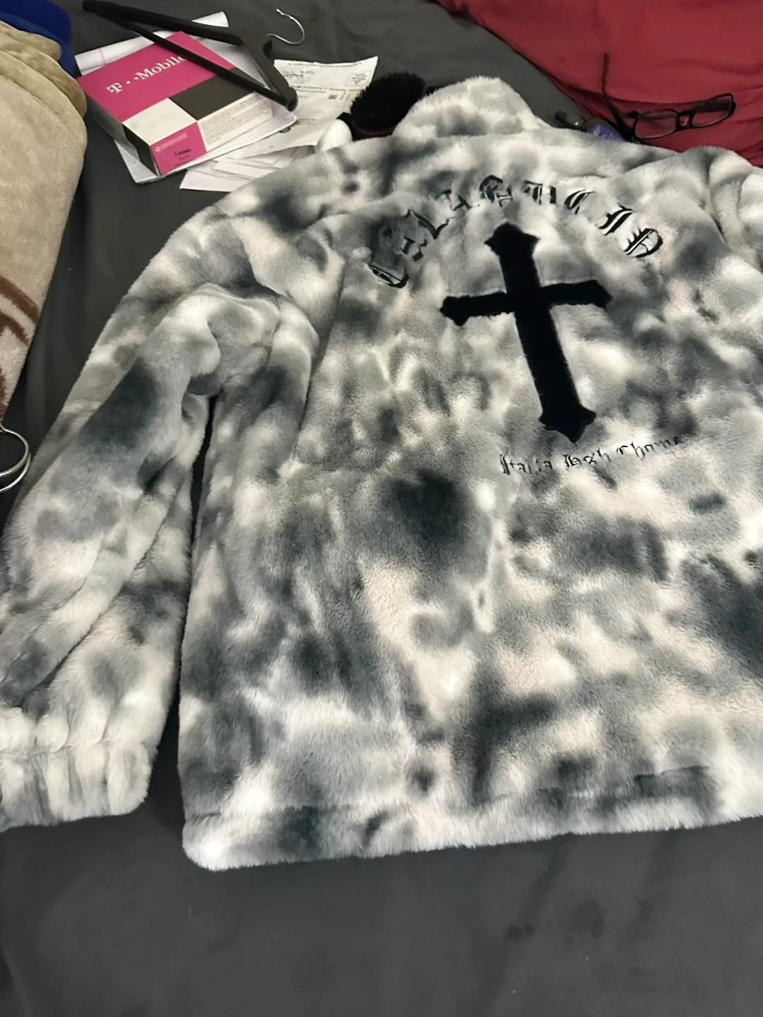 Faux Fur Jacket with Cross Design image indicator(5)
