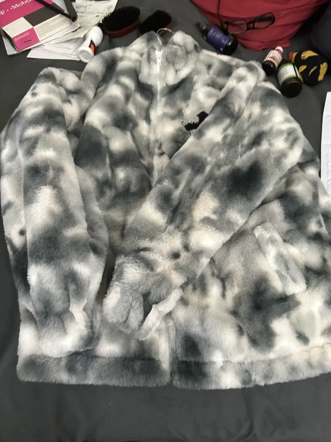 Faux Fur Jacket with Cross Design image indicator(4)