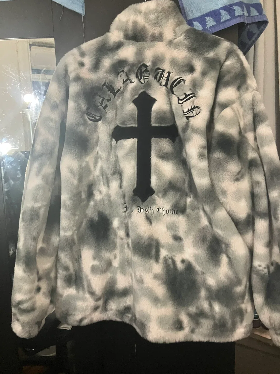 Faux Fur Jacket with Cross Design image indicator(8)