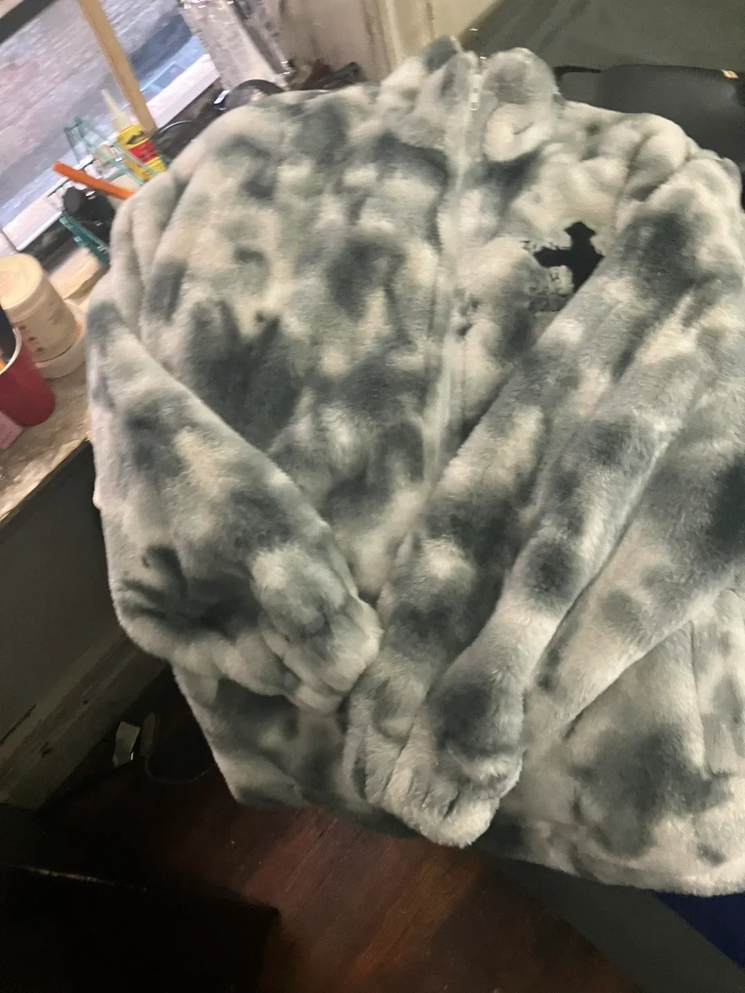 Faux Fur Jacket with Cross Design image indicator(7)