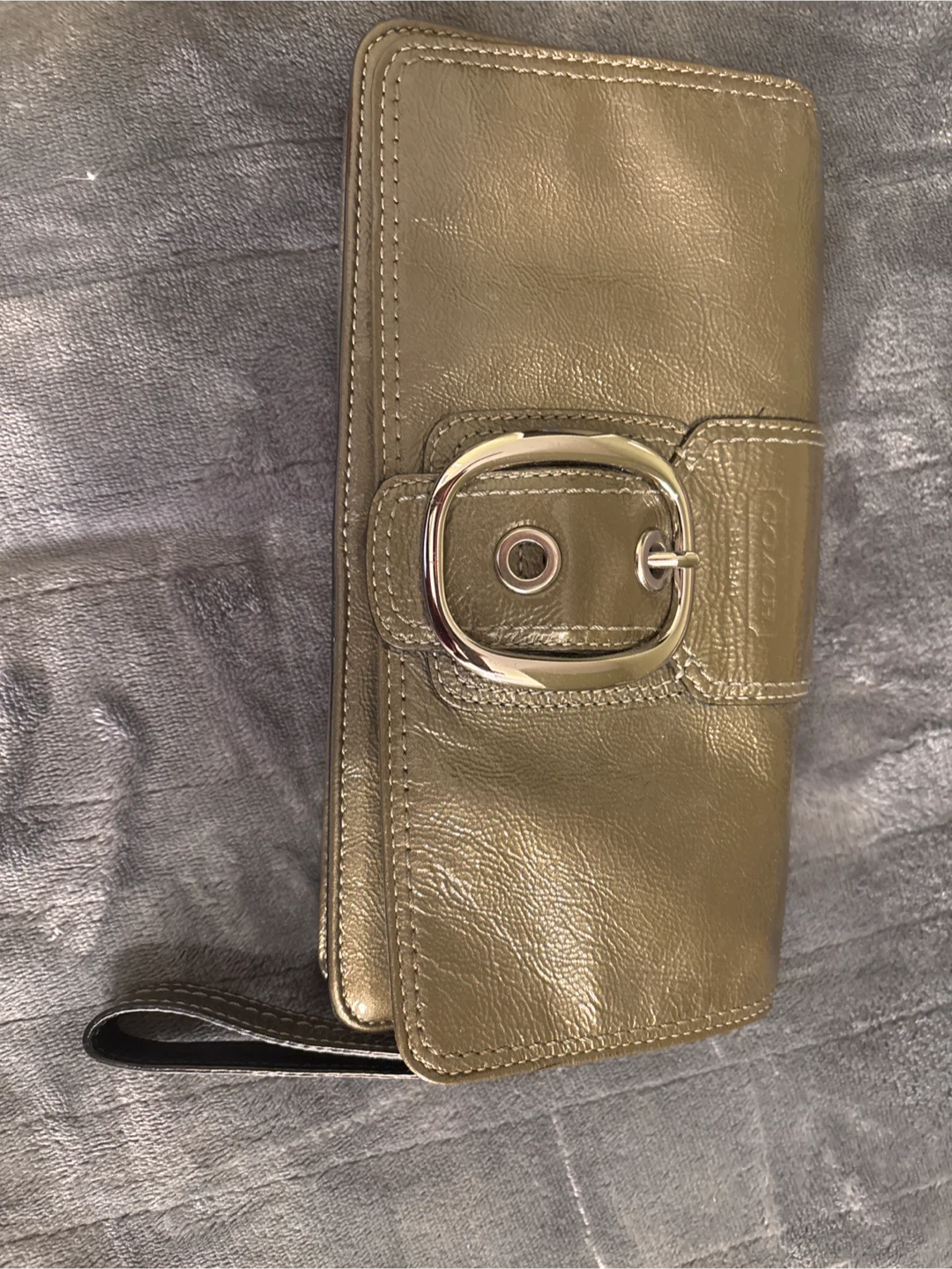 Olive Color Metallic Leather Buckle Wallet/Purse - photo 3