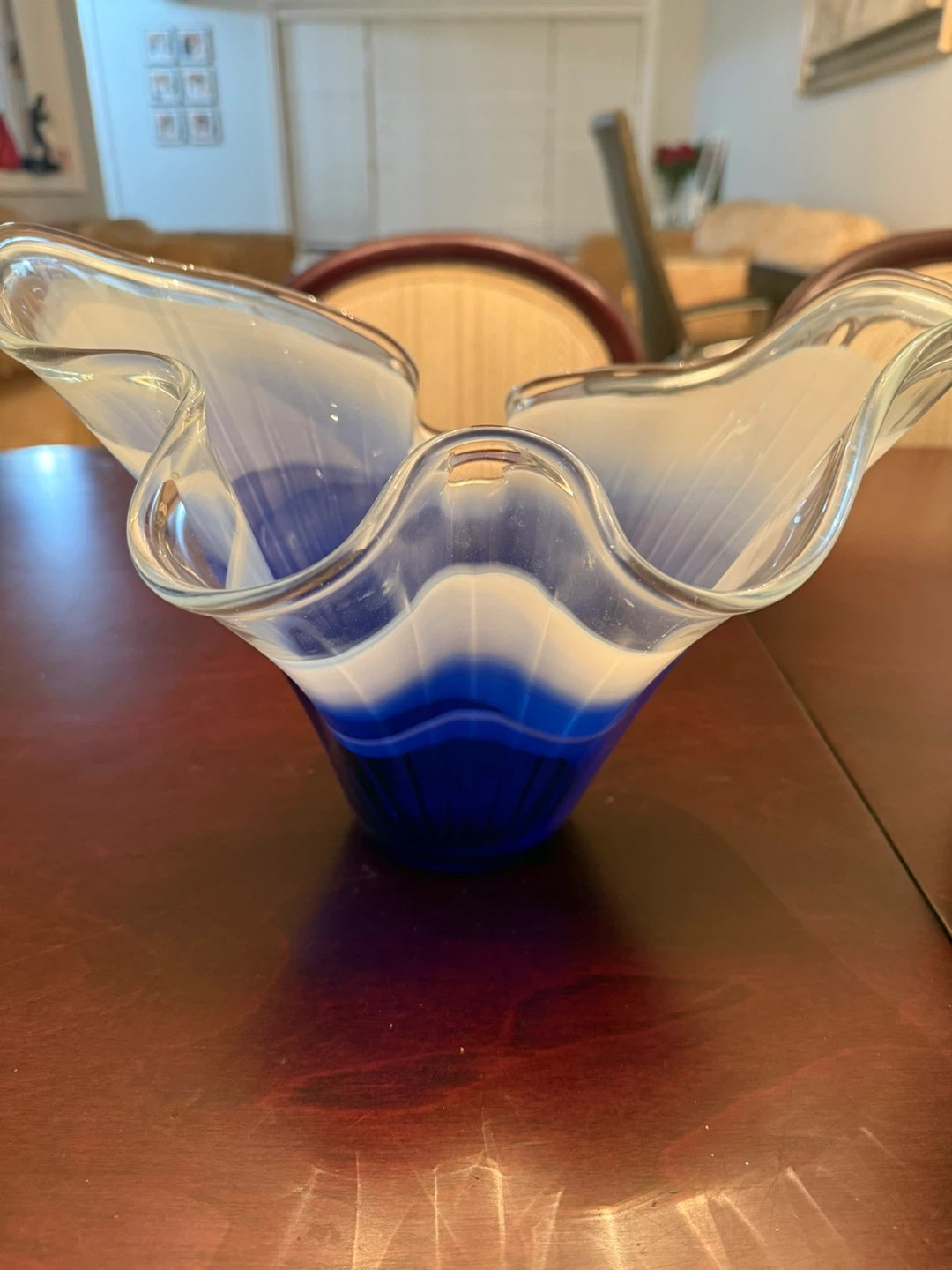 Blue & White Decorative Glass Bowl - photo 2