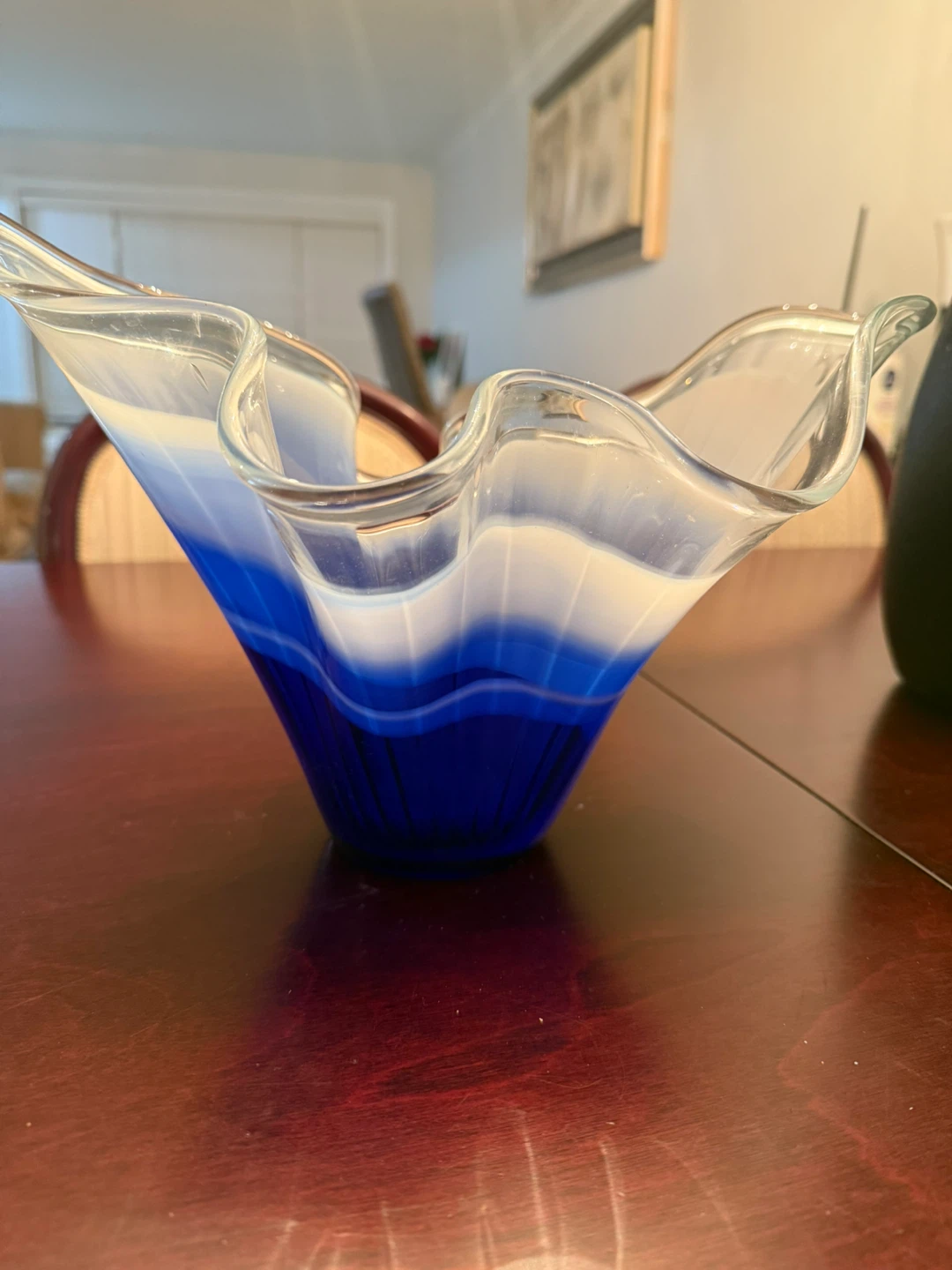 Blue & White Decorative Glass Bowl