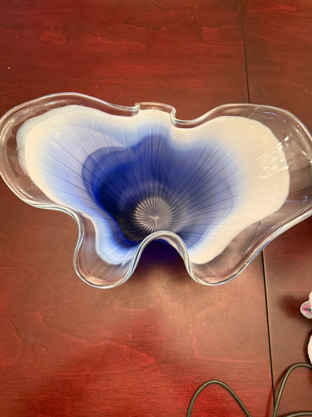 Blue & White Decorative Glass Bowl - photo 3