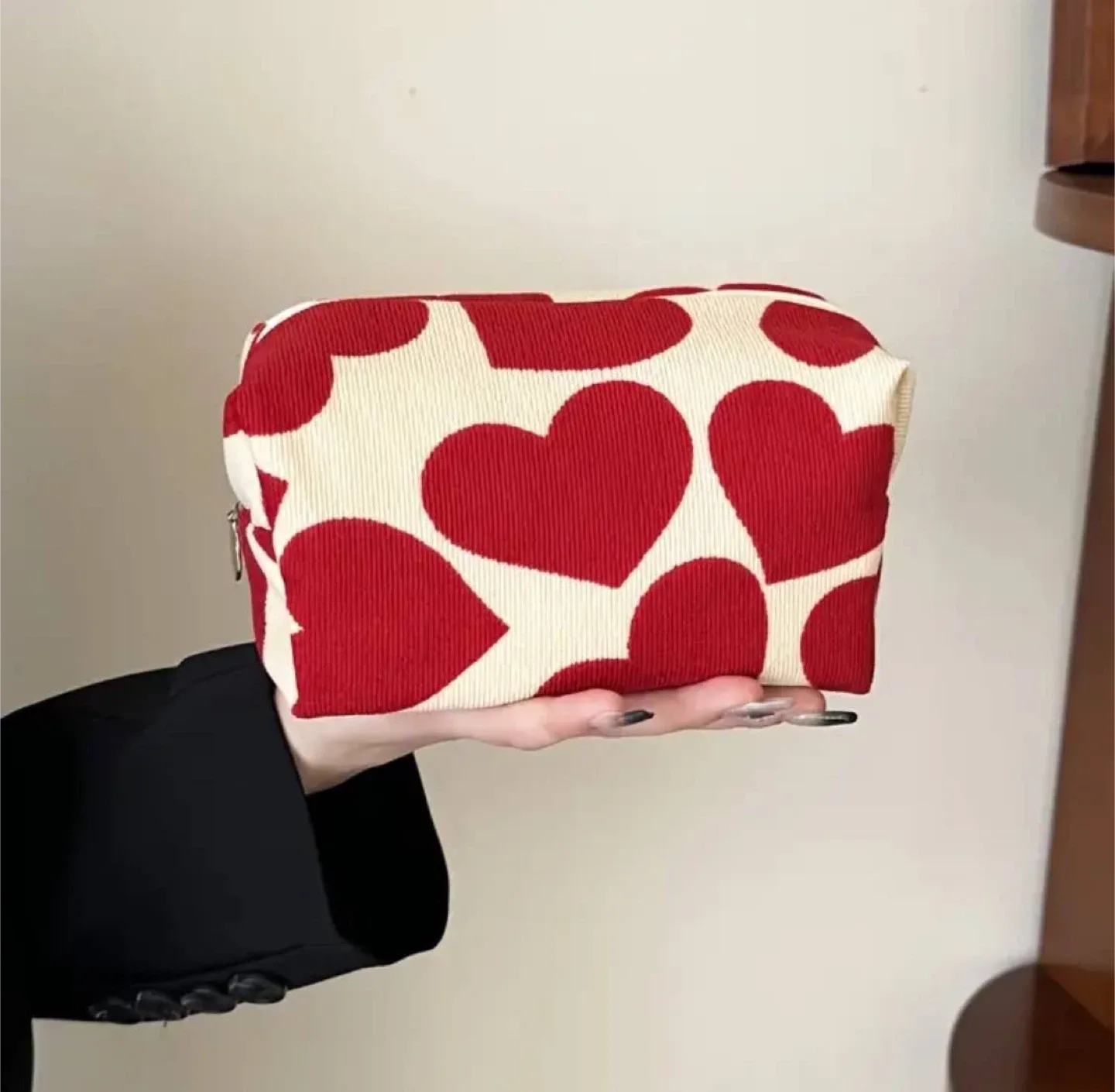 Cute Red Heart Makeup Bag thumbnail