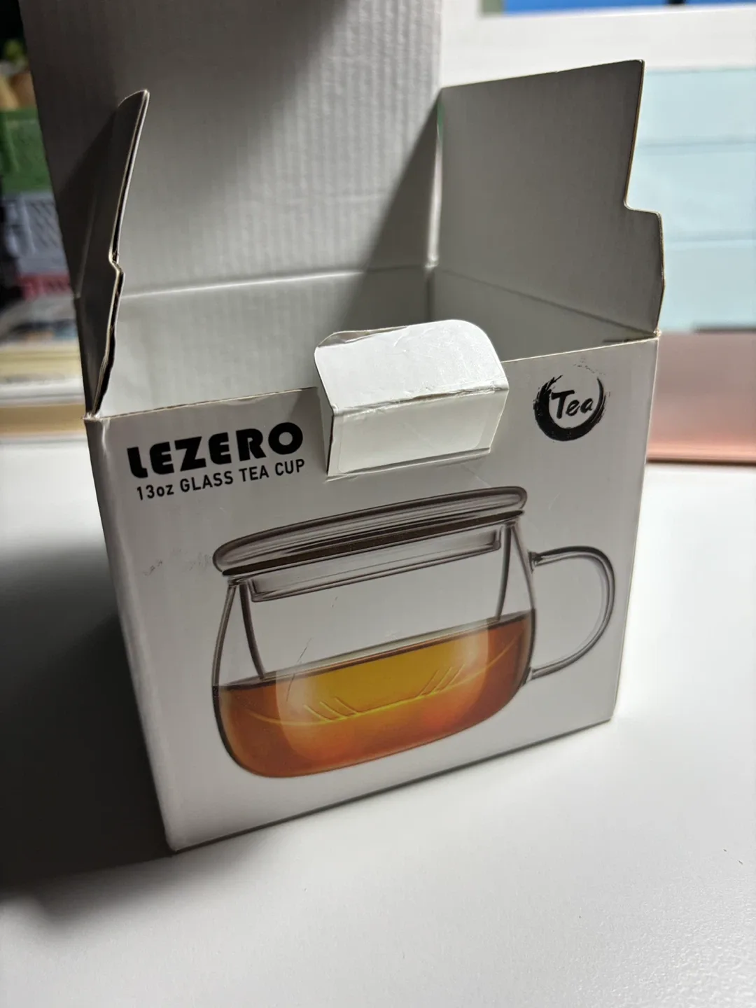 Lezero 13oz Glass Tea Cup with Infuser & Lid image indicator(4)