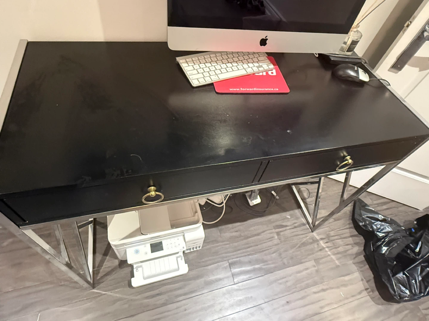 Black Desk with Silver Frame