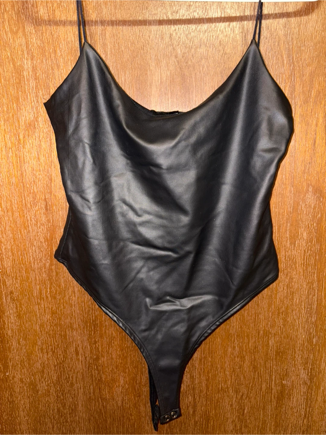Forever21 Black Faux Leather Bodysuit