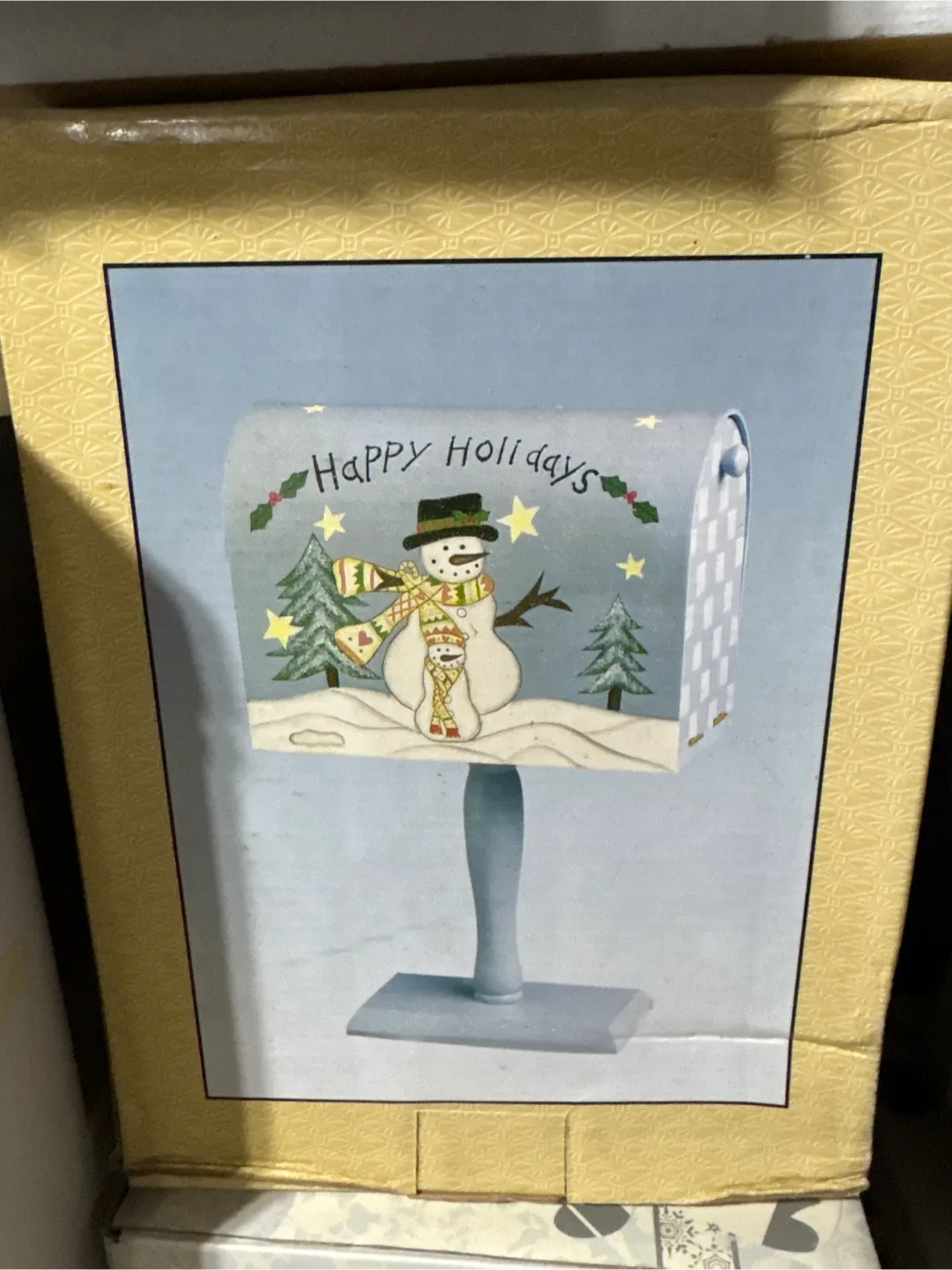 Hand-Painted Wooden Holiday Mailbox Decoration thumbnail