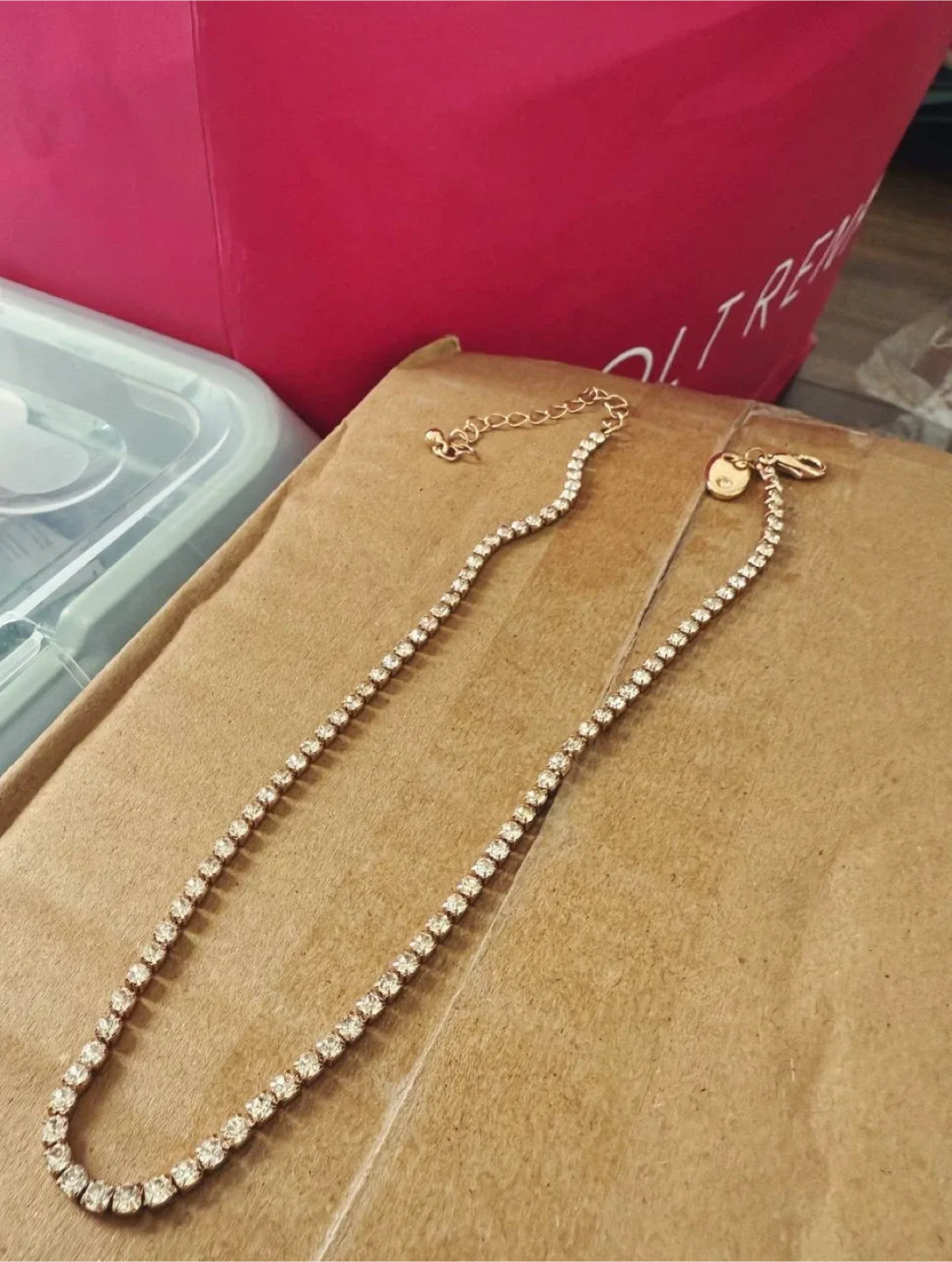 Rhinestone Gold Choker Necklace, Zara thumbnail