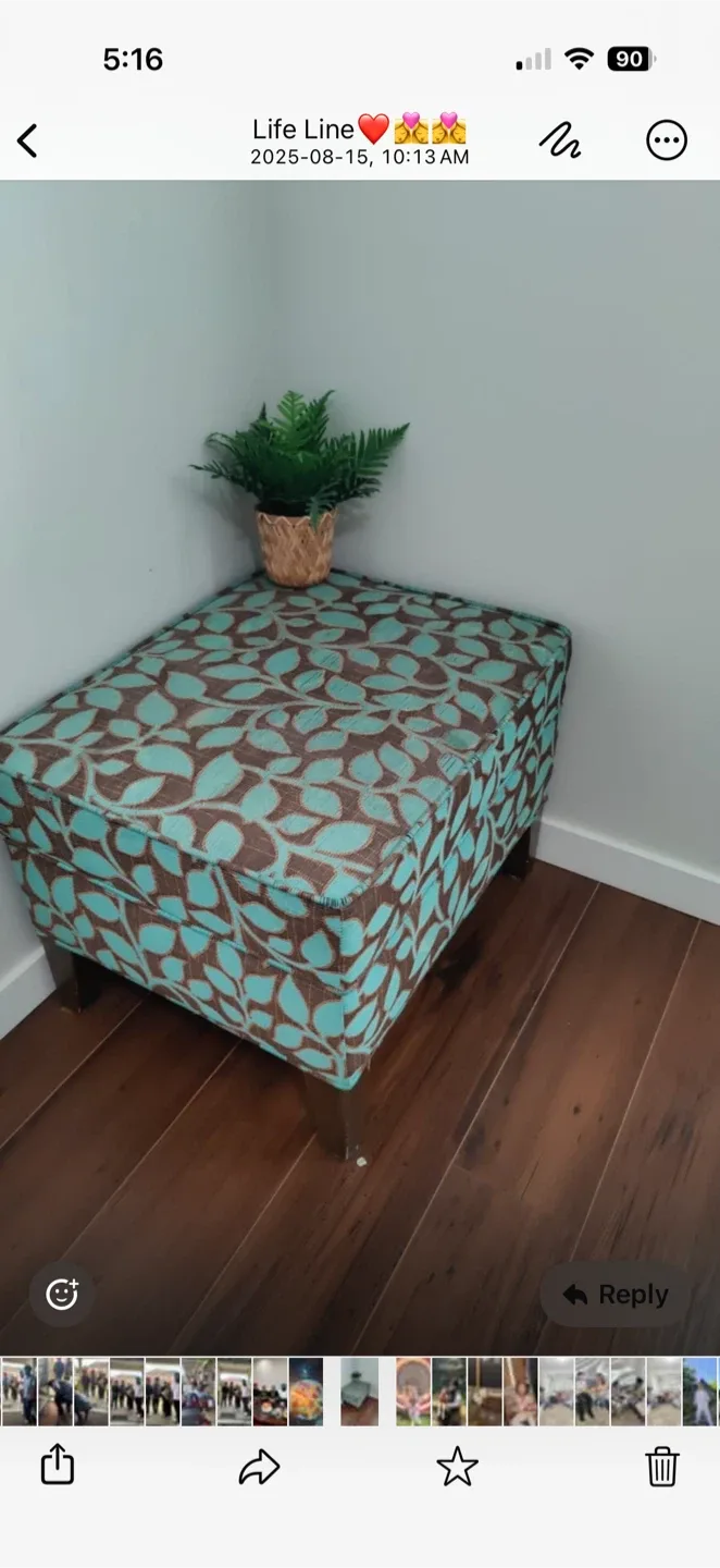 Leaf Pattern Ottoman/Footstool thumbnail