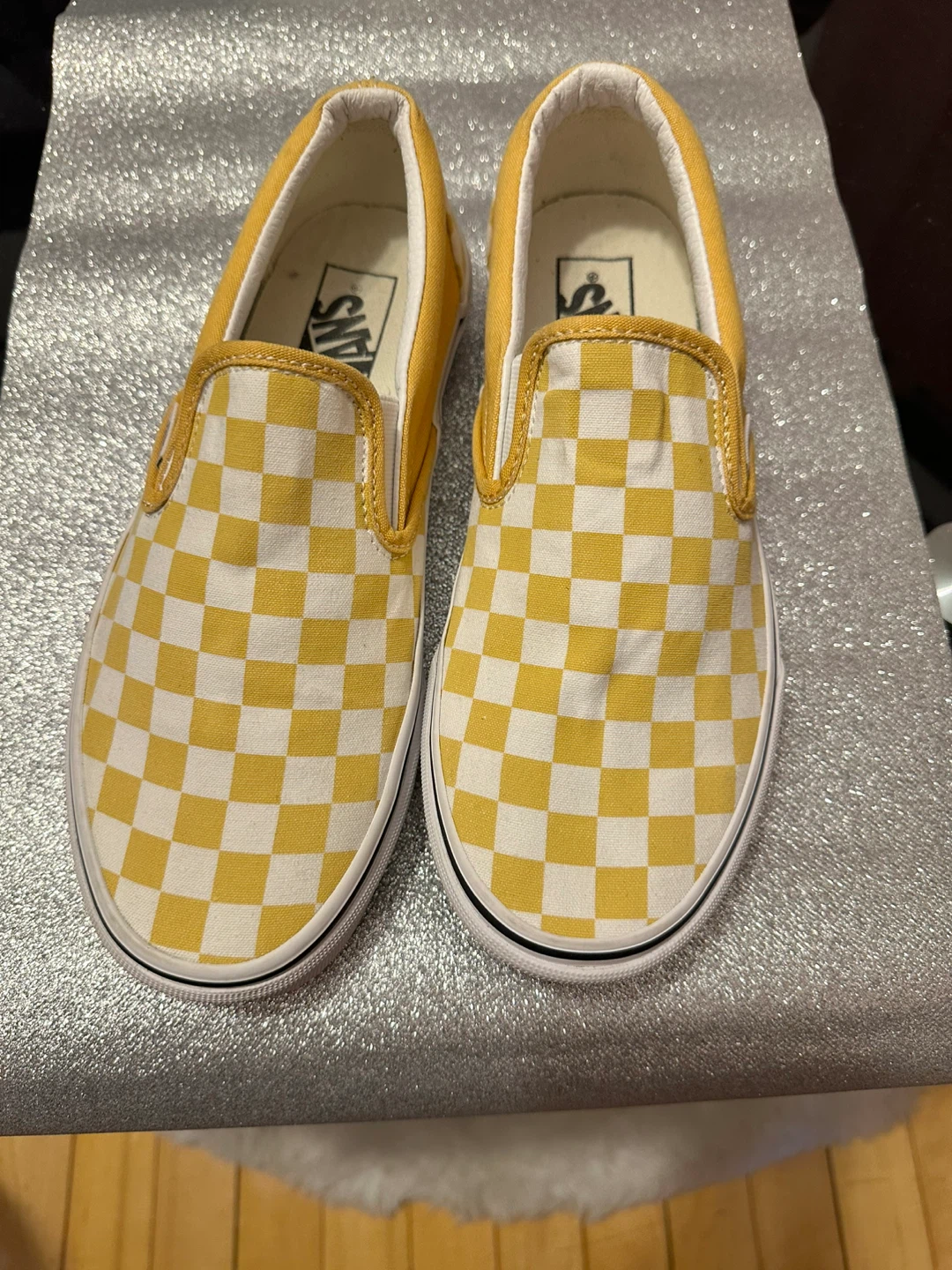 Vans Classic Slip-On Yellow Checkerboard, M6.5/ W8