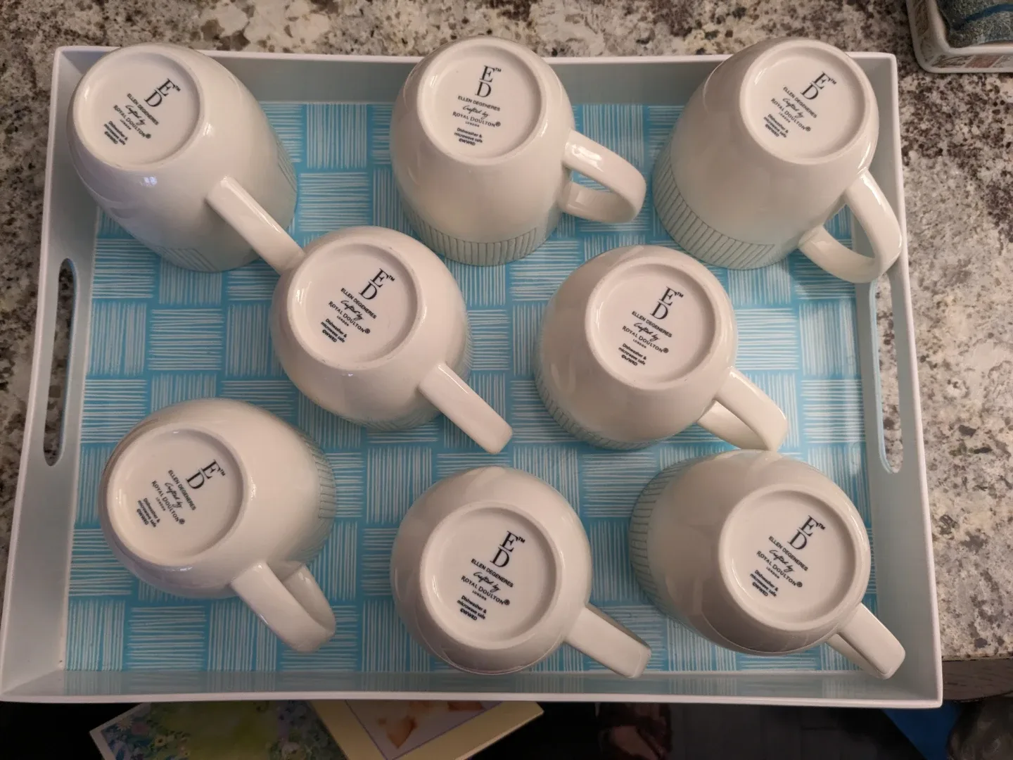 Royal Doulton Ellen Degeneres Taupe Stripe Mugs (8)