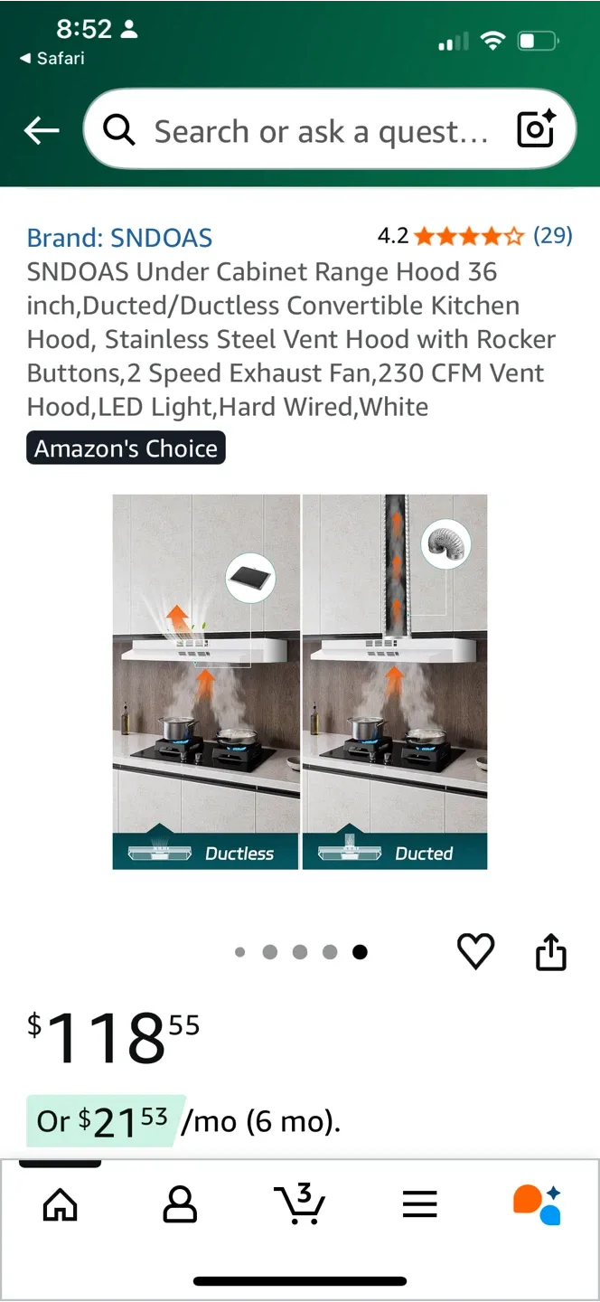 SNDOAS Under Cabinet Range Hood 36 inch image indicator(3)