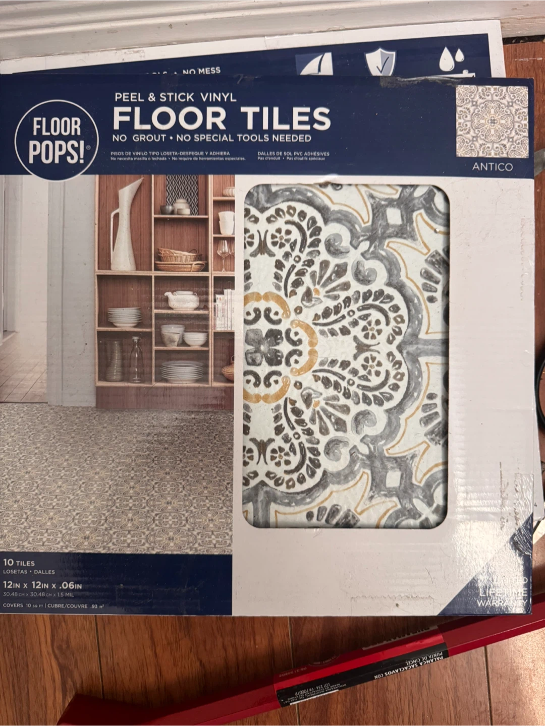 Peel & Stick Vinyl Floor Tiles - 10 Tiles
