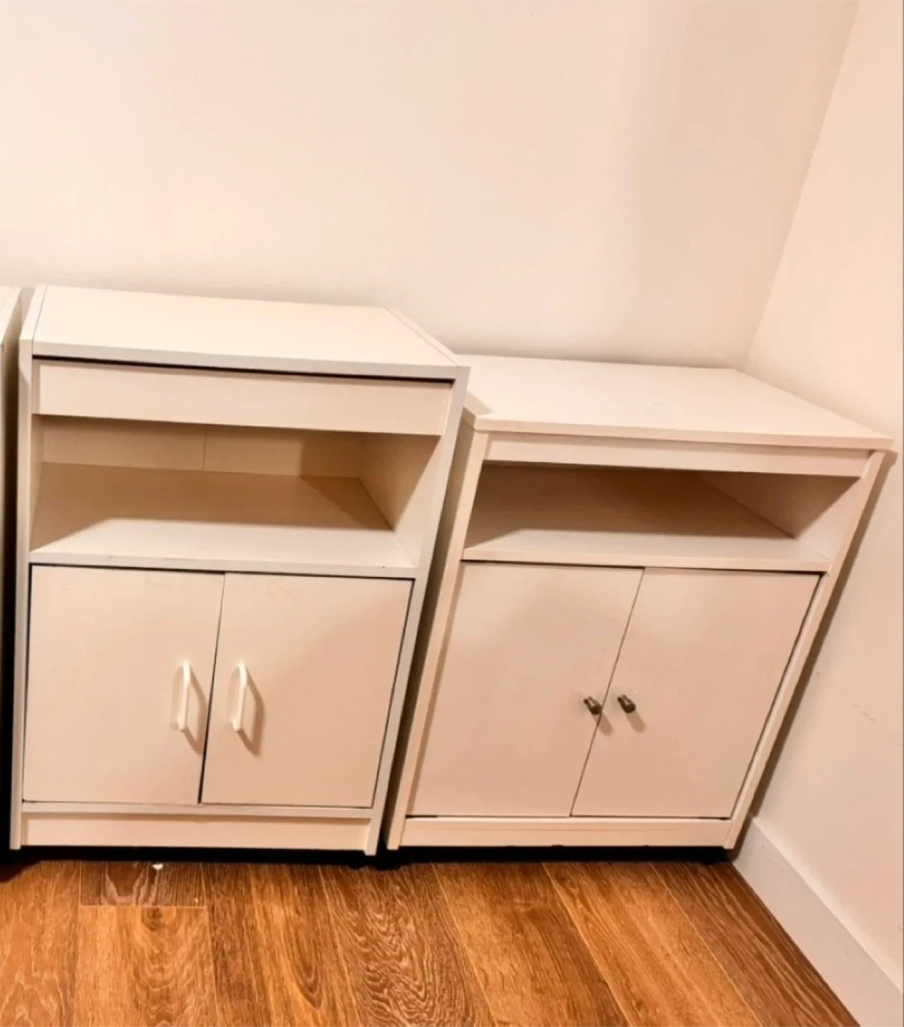 Two White Microwave Tables image indicator(2)