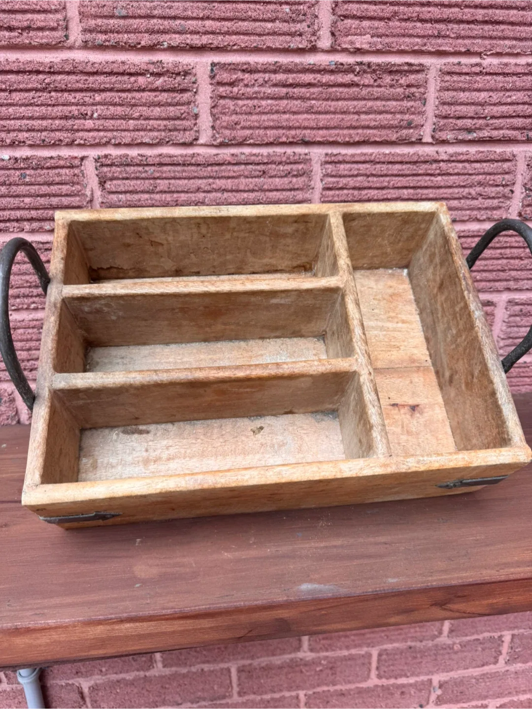 Wooden Organizer Tray with Metal Handles image indicator(2)