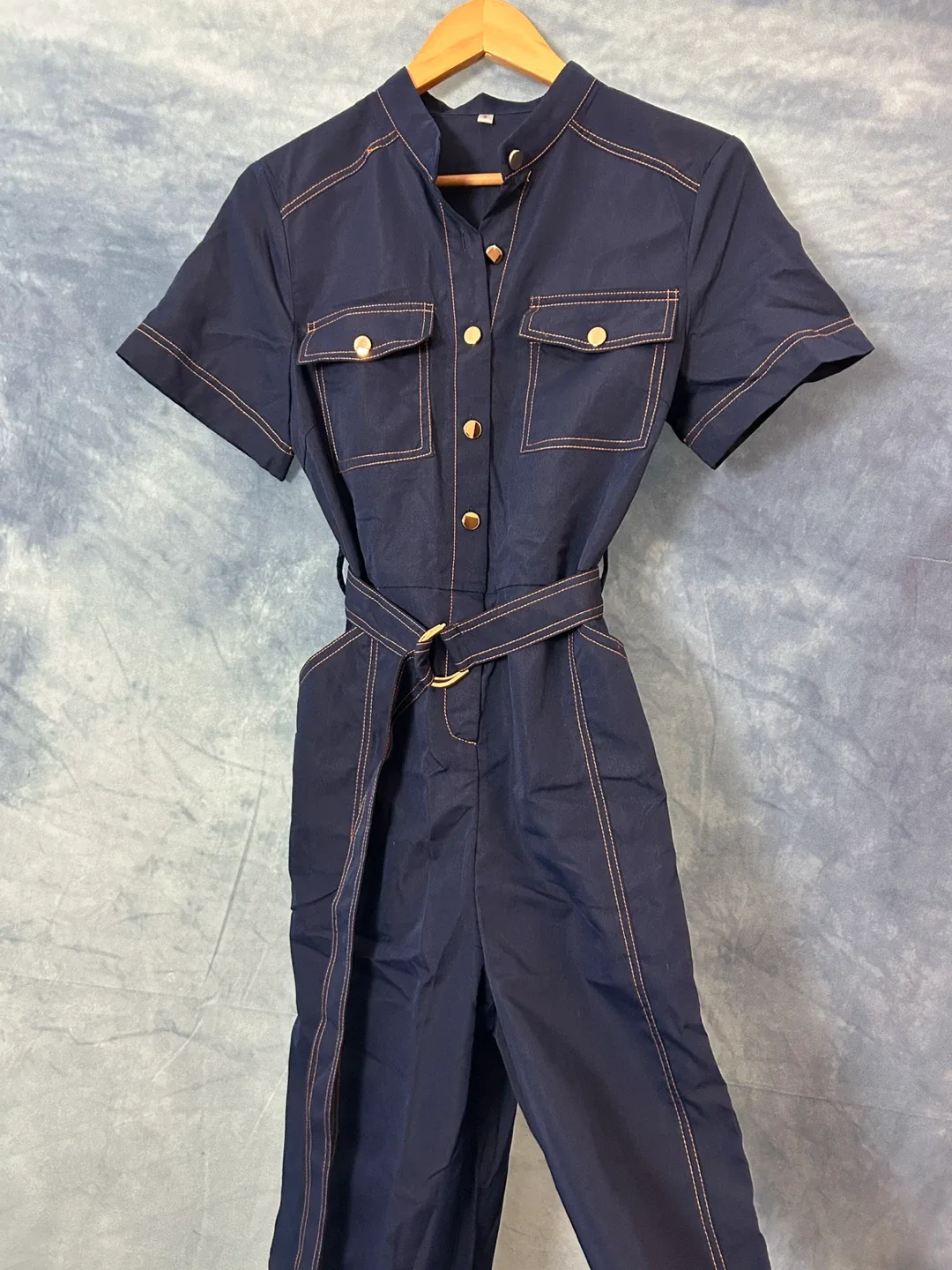 Navy Blue Jumpsuit with Belt image indicator(2)