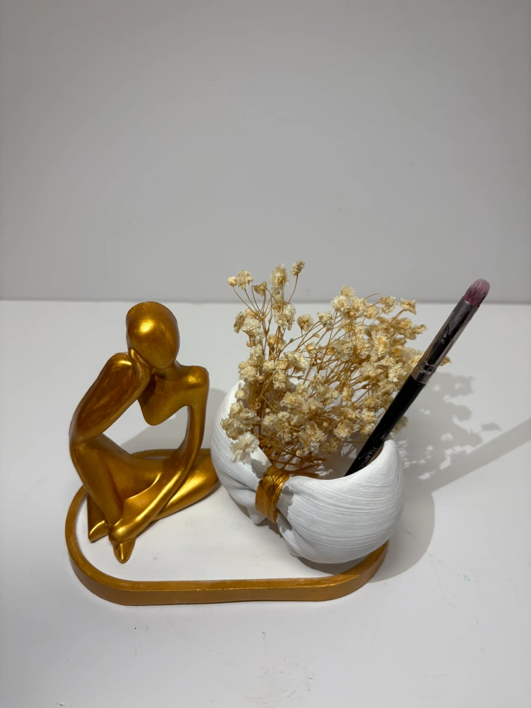 Minimalist Thinker Statue & Bow Accent Tray | Handmade decor - photo 2