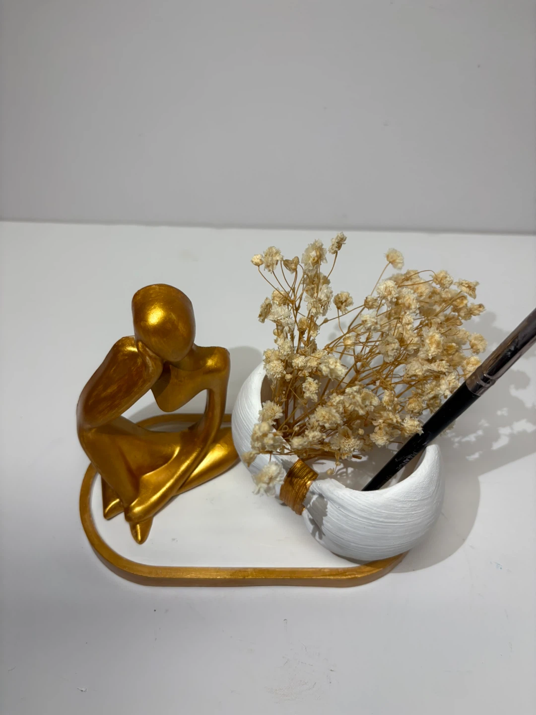Minimalist Thinker Statue & Bow Accent Tray | Handmade decor - photo 3