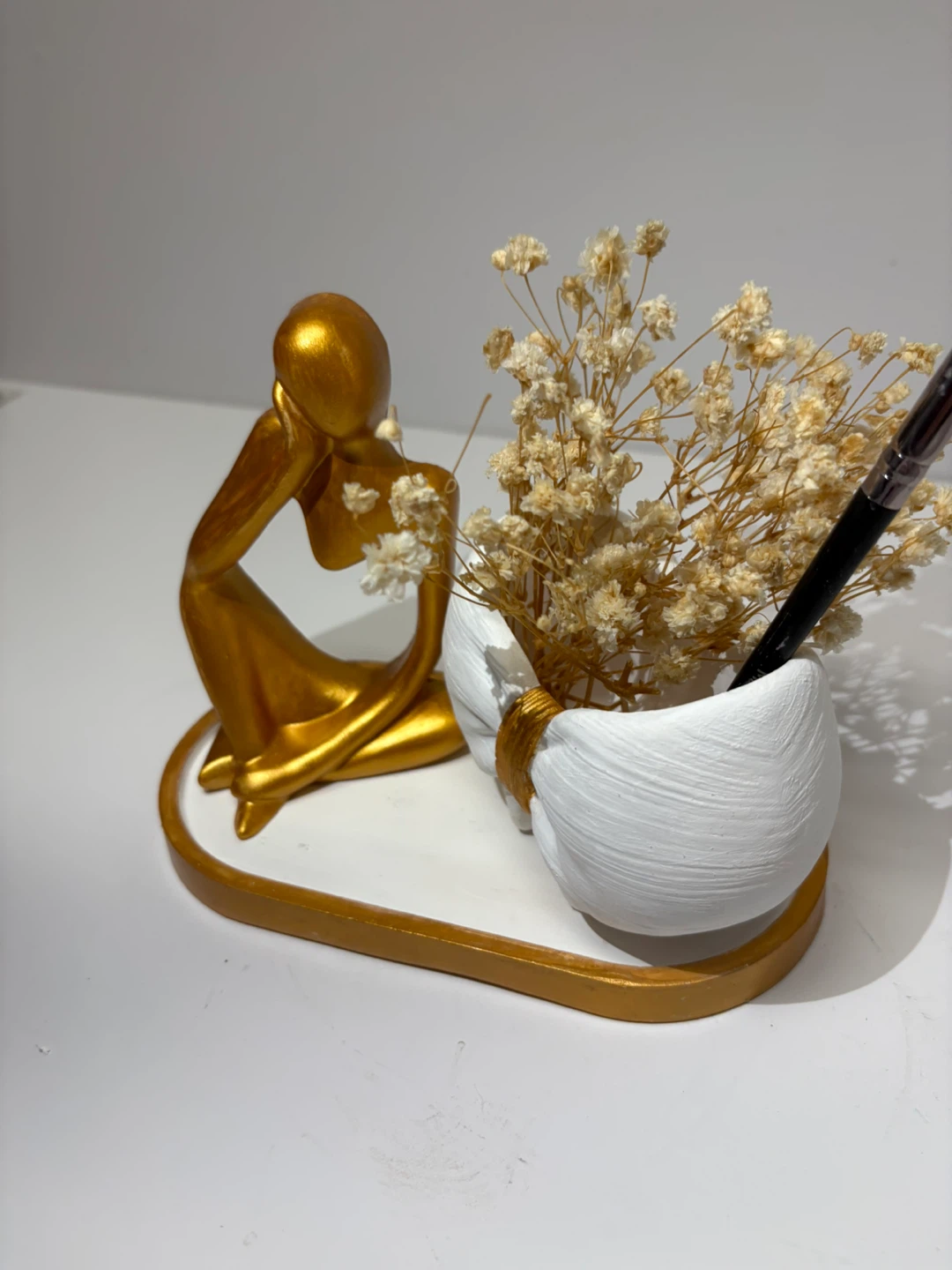 Minimalist Thinker Statue & Bow Accent Tray | Handmade decor - photo 4