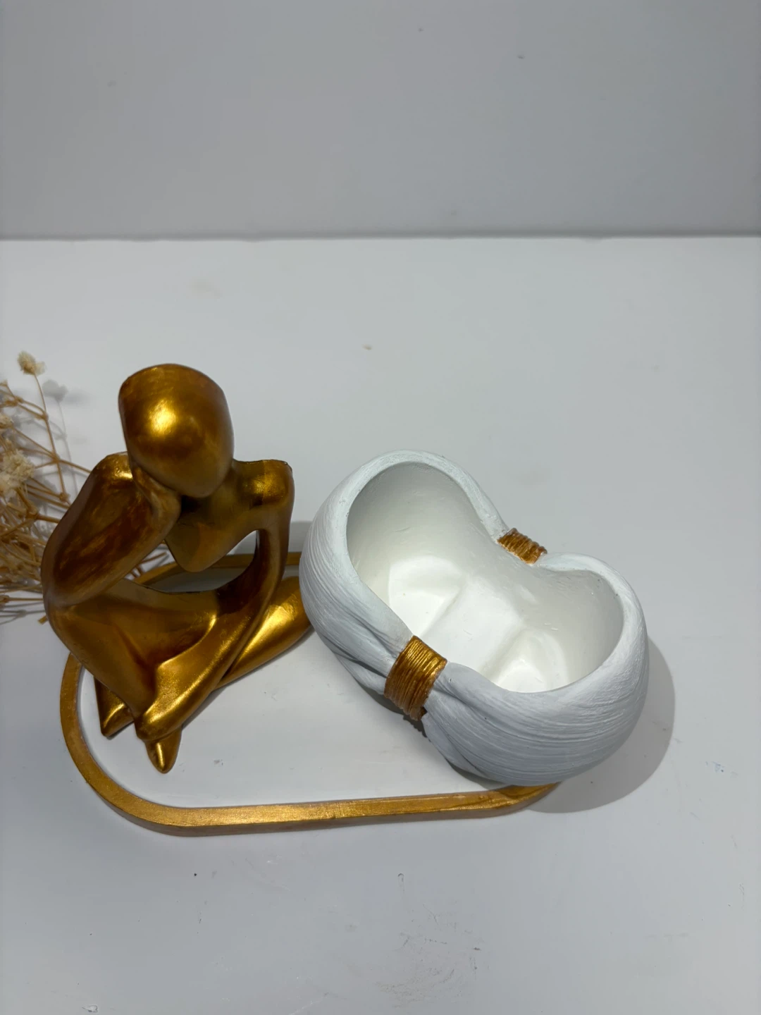 Minimalist Thinker Statue & Bow Accent Tray | Handmade decor - photo 5