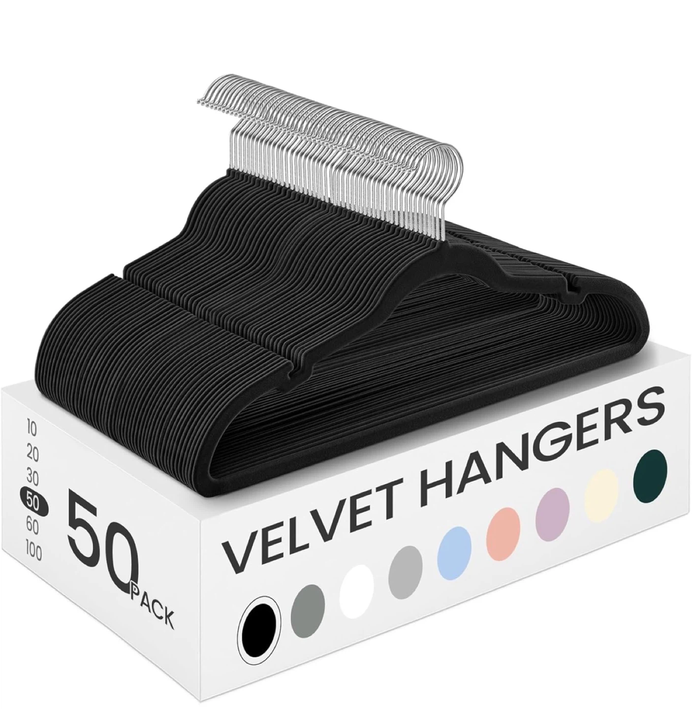 Velvet Hangers - 50 Pack - Black