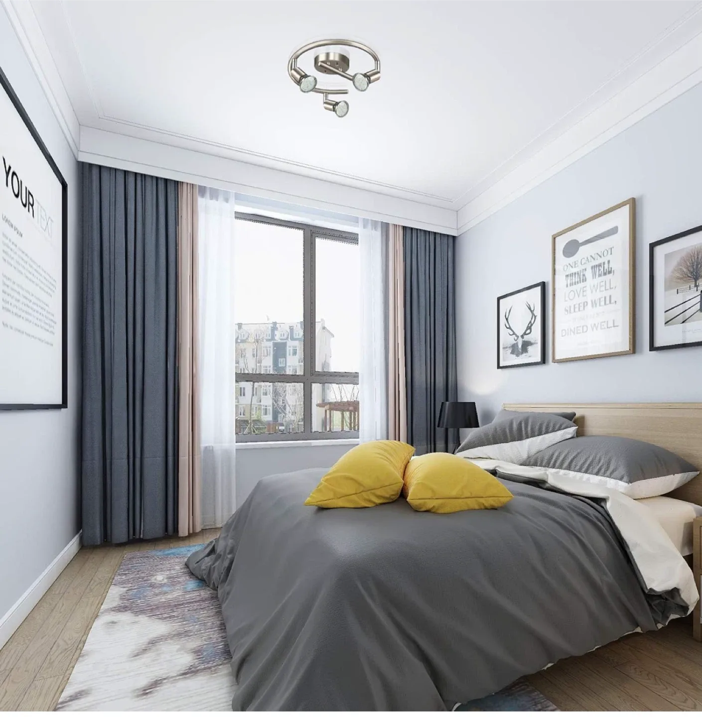 Nickel Finish 3-Light Swirl Ceiling Light thumbnail