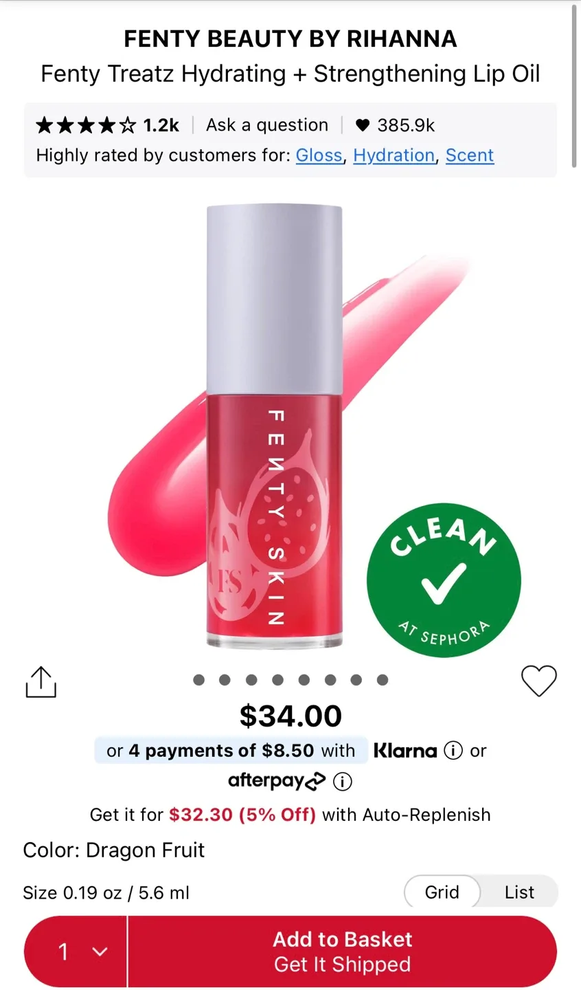 Fenty Treatz Hydrating + Strengthening Lip Oil image indicator(2)