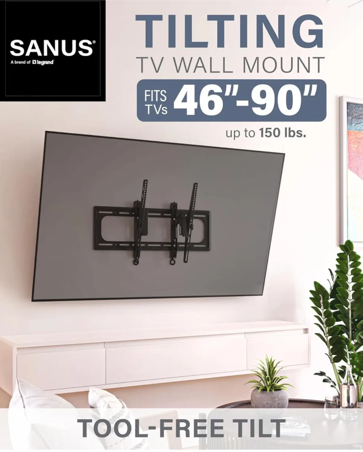 New SANUS Advanced Tilt Premium TV Wall Mount for 46” to 90” TVs image indicator(2)