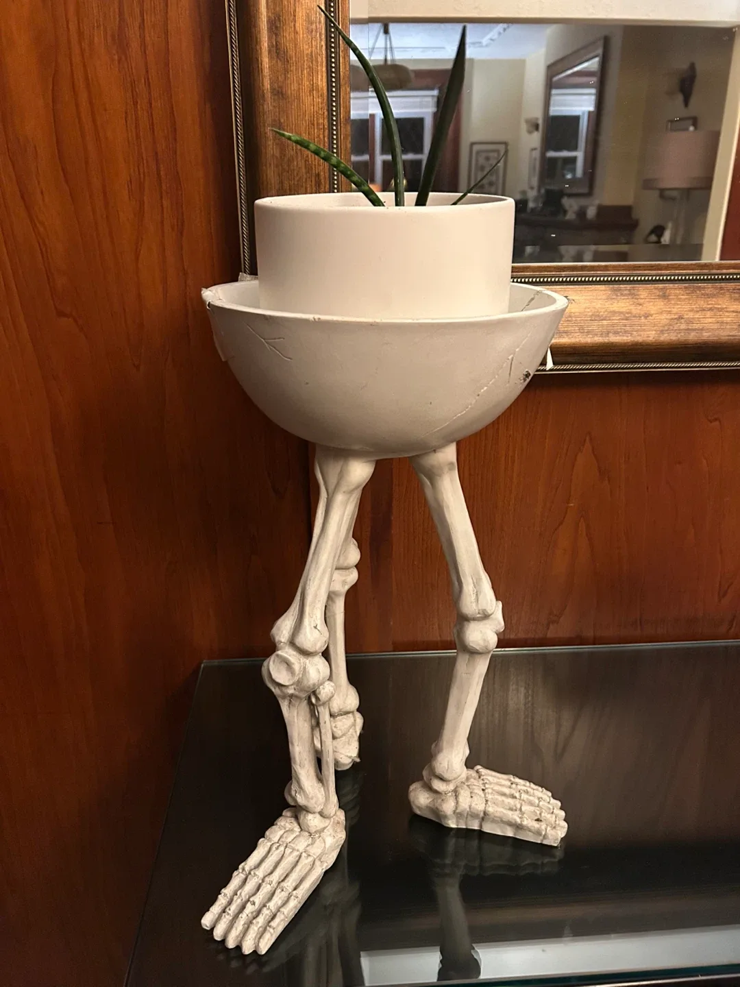 Planter Skeleton Candy Bowl Decoration leg goth halloween image indicator(5)