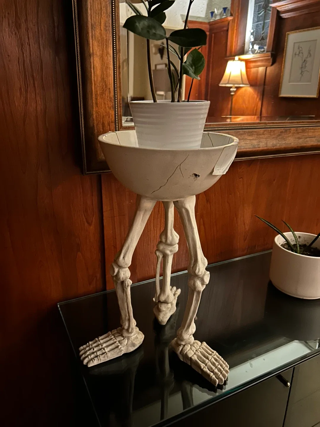 Planter Skeleton Candy Bowl Decoration leg goth halloween image indicator(7)