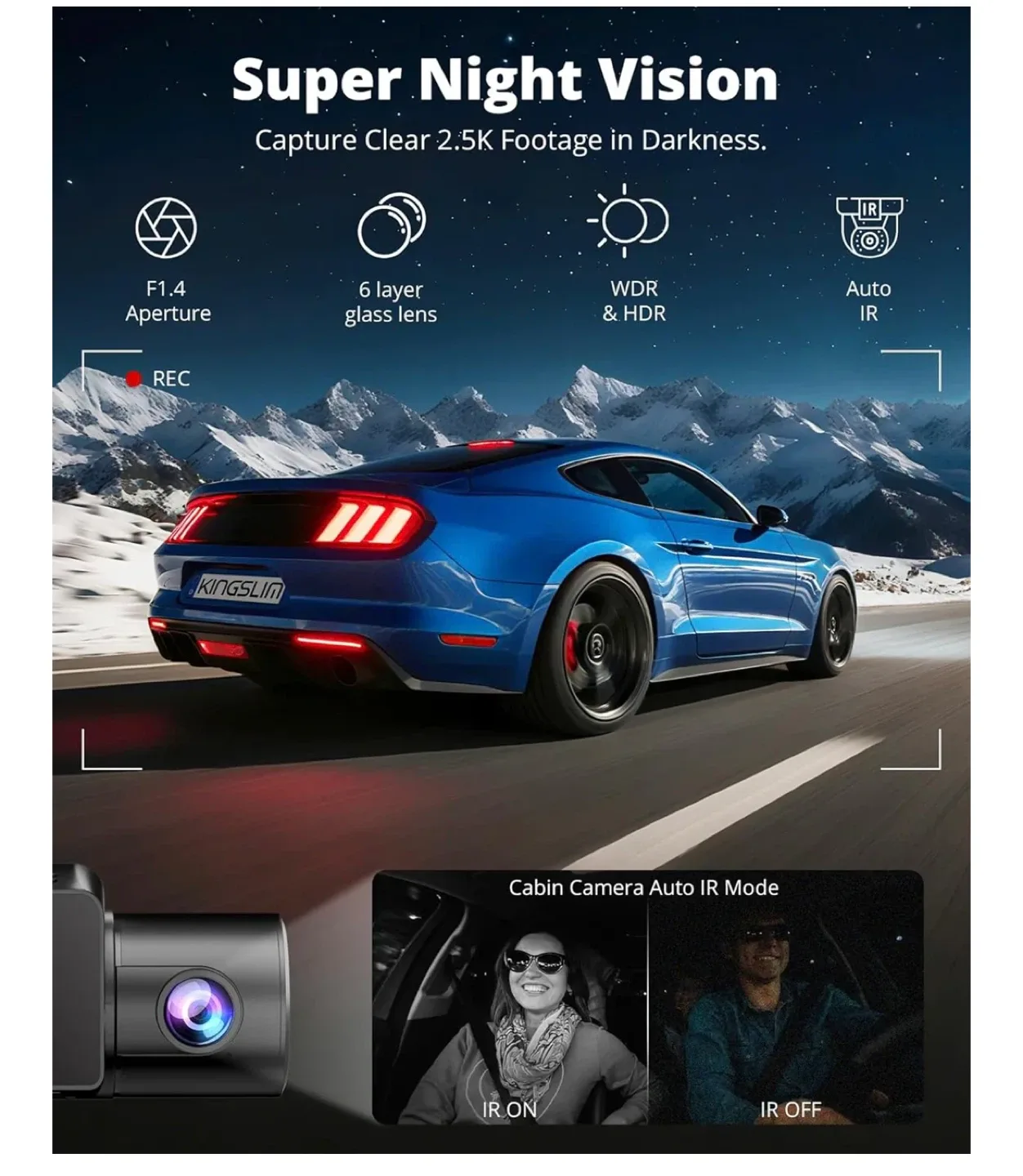 Dash Cam Front and Rear Inside, 3-Channel 2.5K FHD, New. Sealed. image indicator(4)