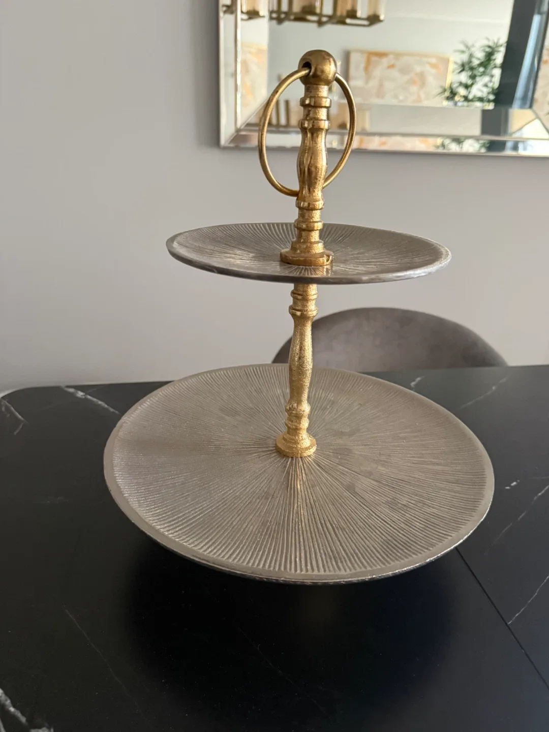 Two-Tiered Serving Stand - Gold & Silver thumbnail