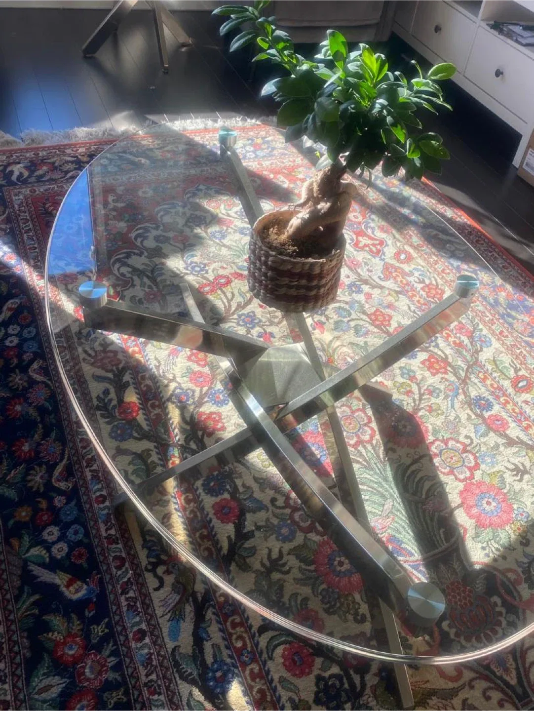 Glass Top Coffee Table with steel Base image indicator(2)