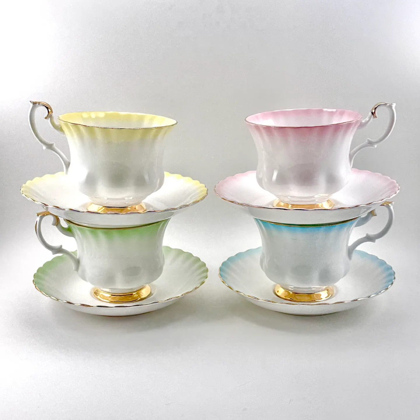 Set of 4 Royal Albert Rainbow Series teacups thumbnail
