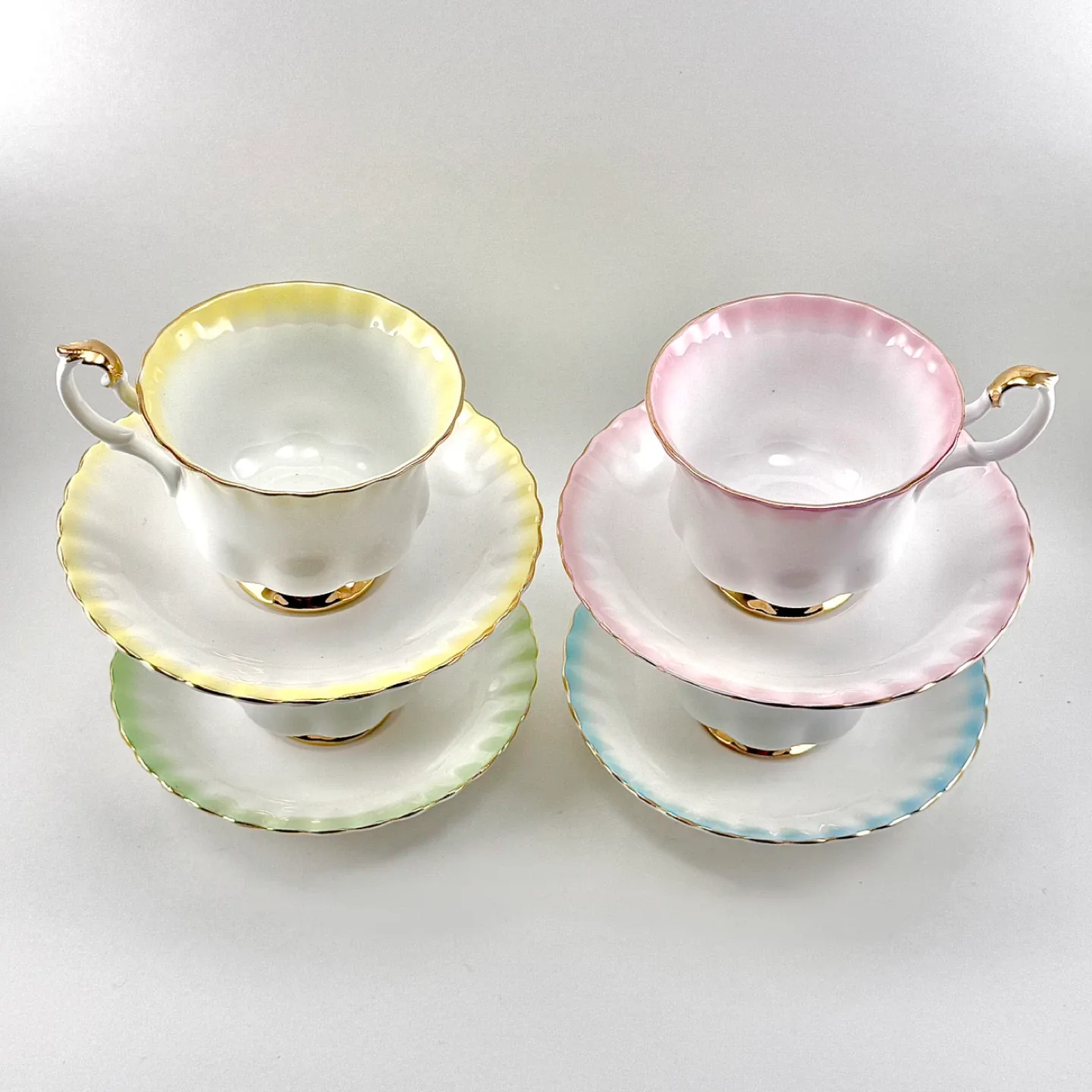 Set of 4 Royal Albert Rainbow Series teacups image indicator(3)