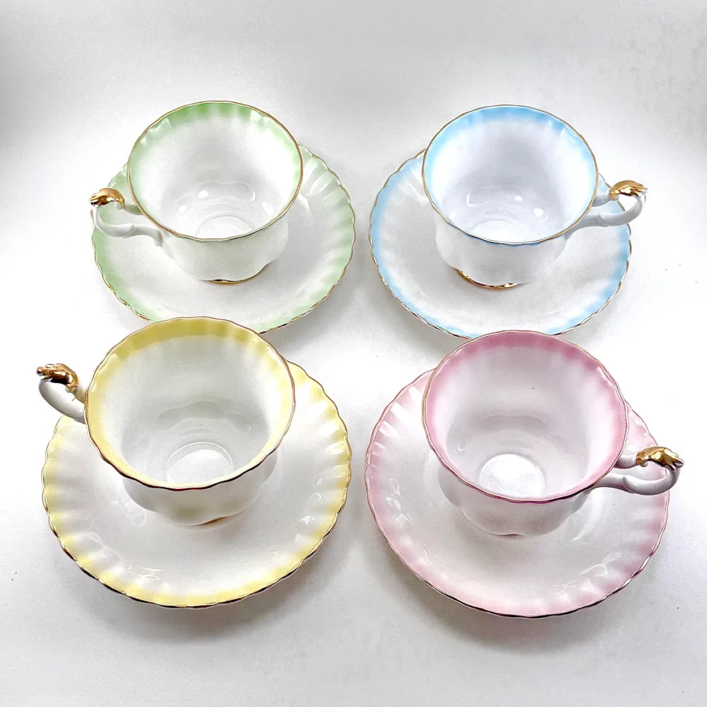 Set of 4 Royal Albert Rainbow Series teacups image indicator(4)