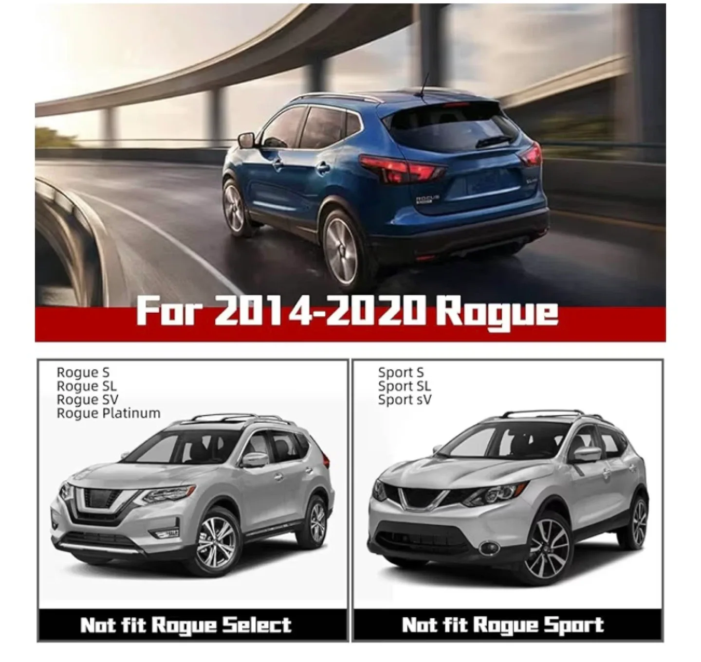 Roof Rack Cross Bars for 2014-2020 Rogue with Side Rails image indicator(3)