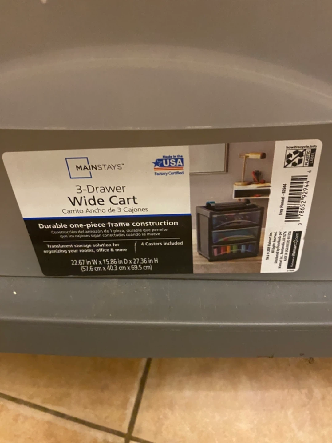 Mainstays 3-Drawer Wide Cart - photo 4