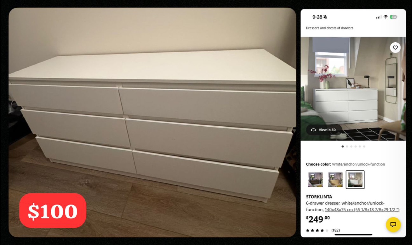 IKEA Storklinta 6-Drawer Dresser
