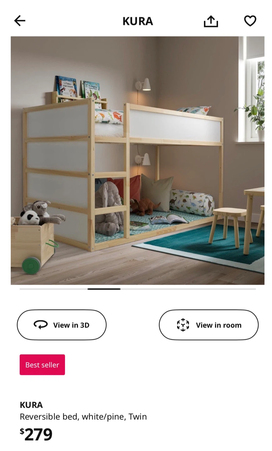 IKEA KURA Reversible Bed - White/Pine, Twin - photo 5