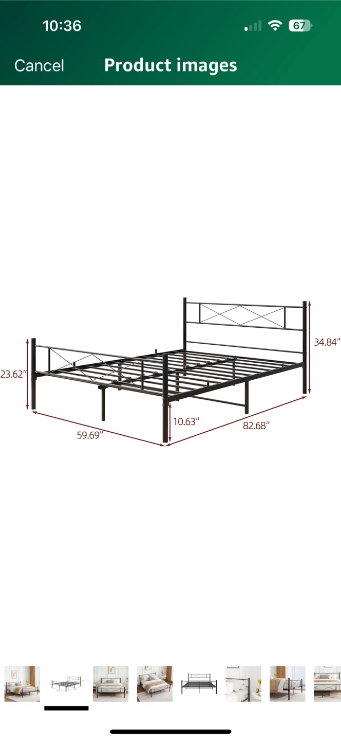 Black Metal Bed Frame - Queen Size