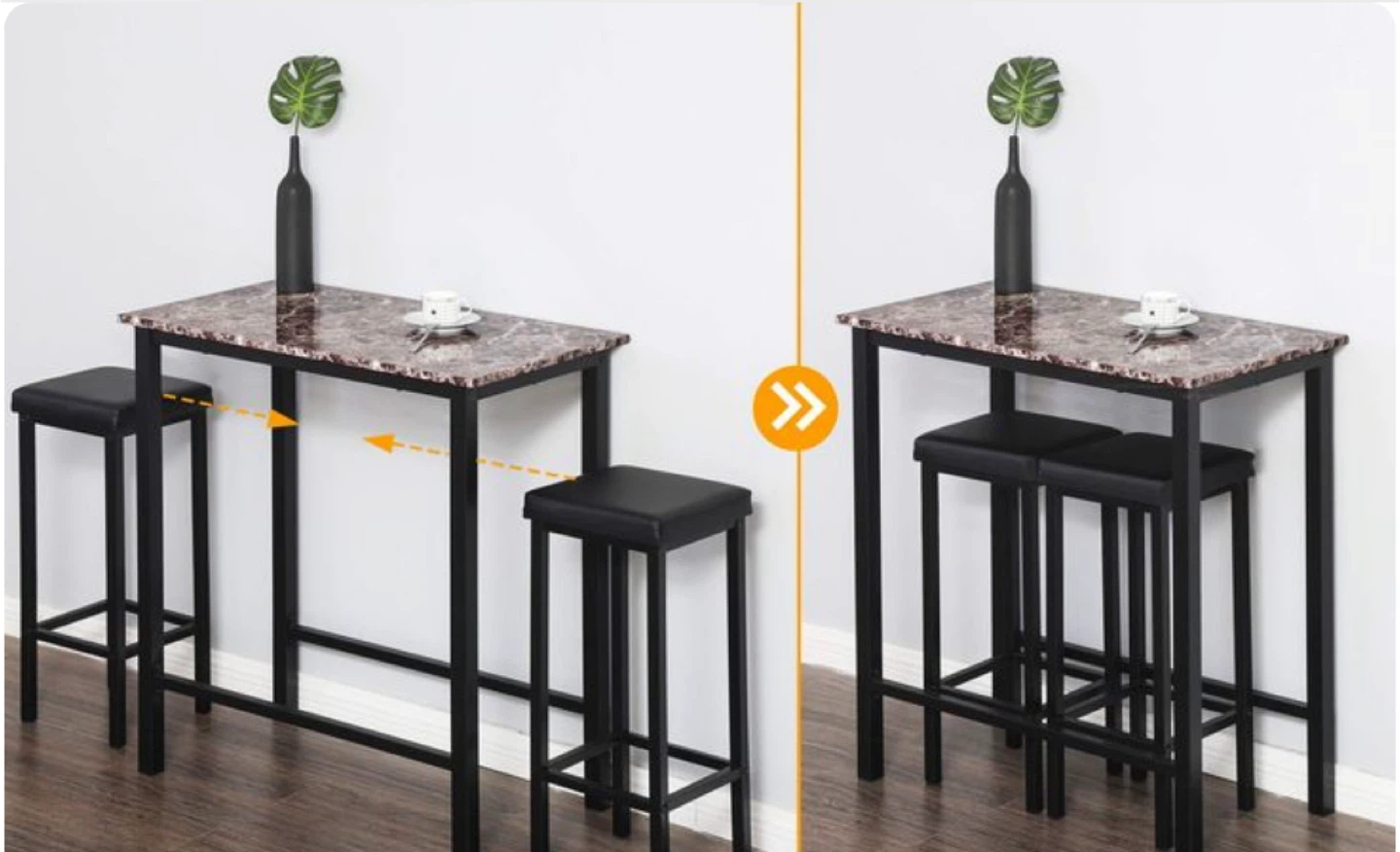 Bar Table Set with 2 Stools